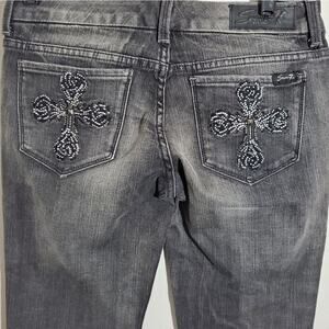 Seven7 Jeans Womens Gray Embellished Bootcut Denim‎ Pants Size 28